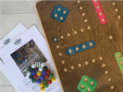 4 Player Aggravation side with Rules Marbles and Dice