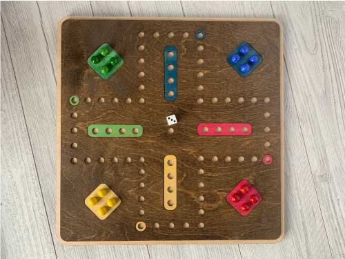 4 Player Aggravation side with Rules Marbles and Dice