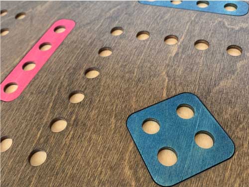 Close up of 4 player side of Aggravation