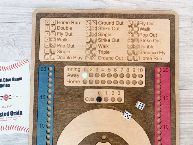 Baseball Dice Game Wooden Board Game