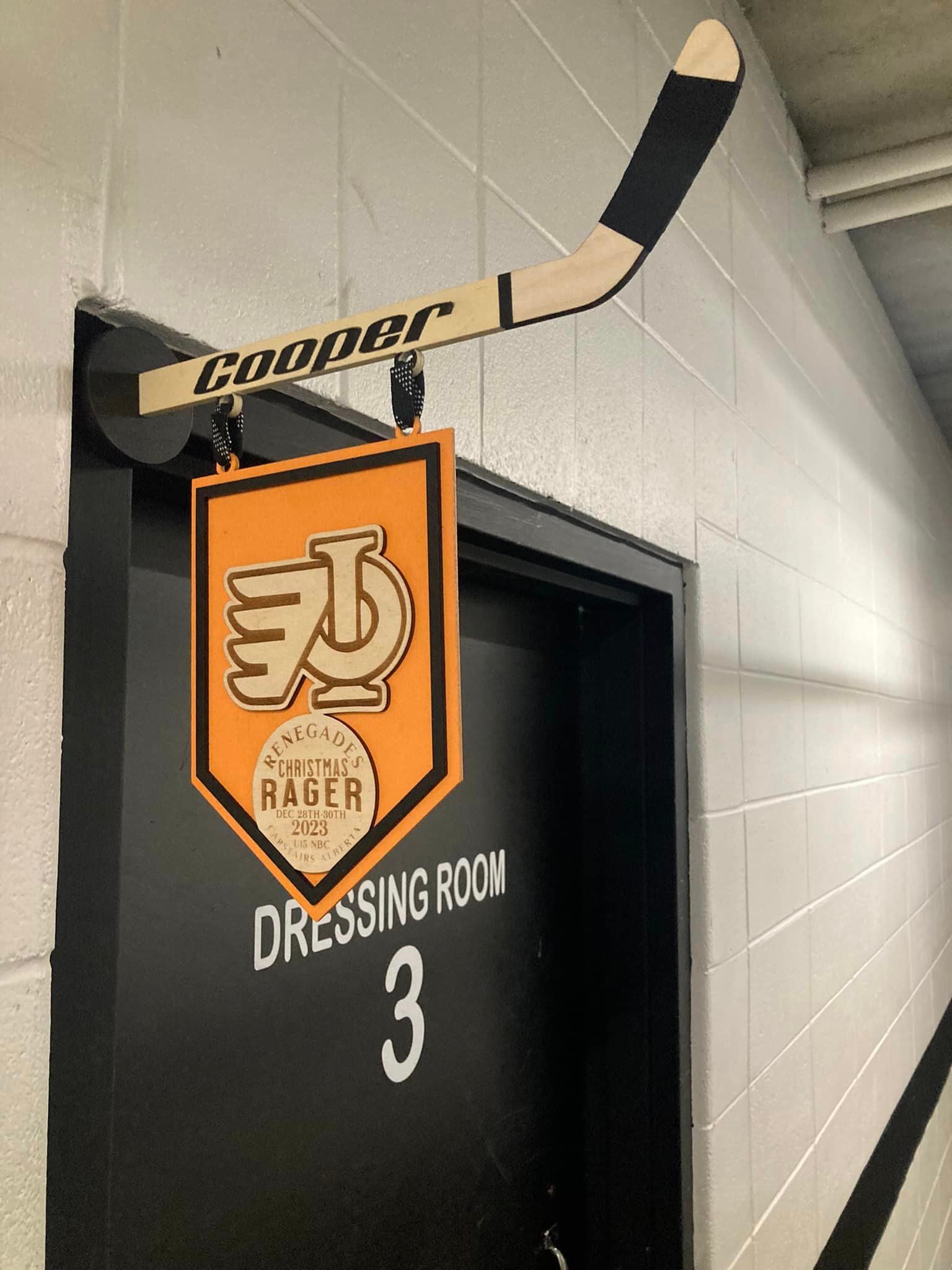 Wooden Hockey Magnetic Door Banner