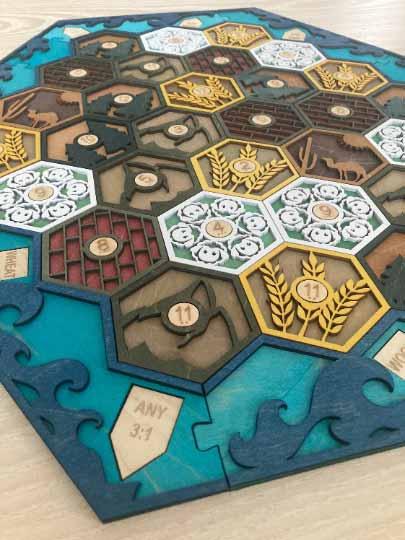 Laser Cut Wooden Settlers of Catan Board Game (Game Board Only)