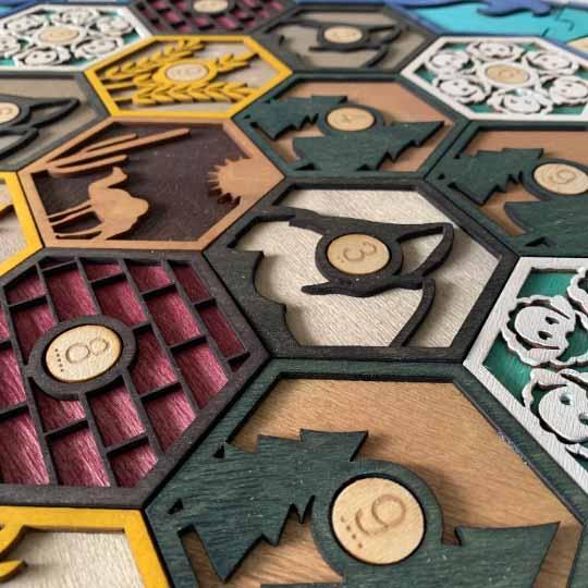Laser Cut Wooden Settlers of Catan Board Game (Game Board Only)