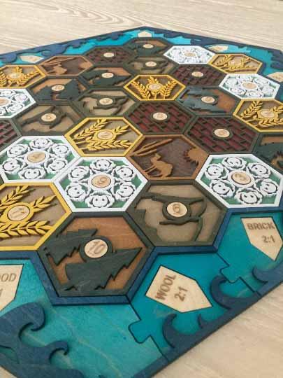 Wooden Settlers of Catan Board Game
