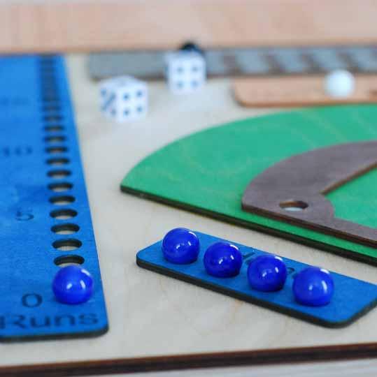 Laser Wooden Baseball Dice Game with Marbles