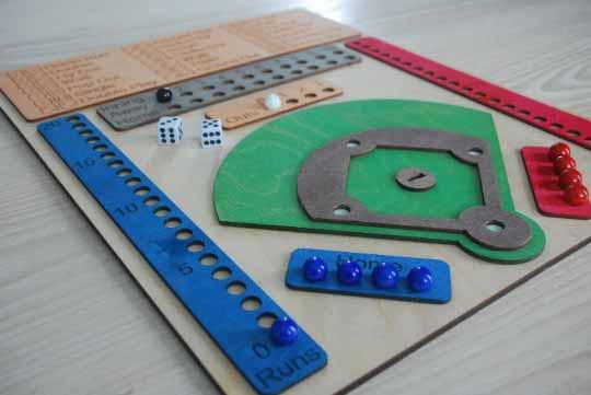Laser Wooden Baseball Dice Game with Marbles